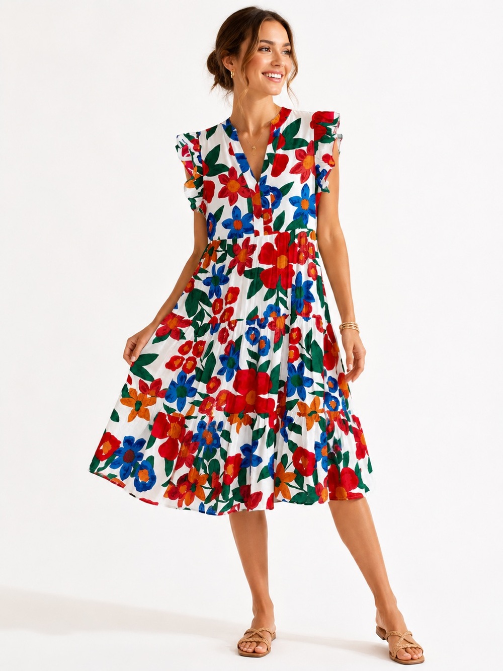 Entro Floral Tiered Midi Dress - Great Preloved Condition
